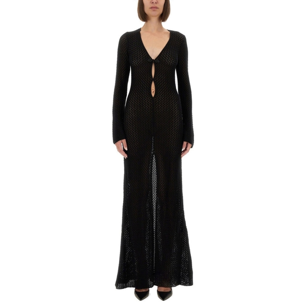 House Of Harlow Long Sleeve Crochet Maxi Cover Up Dress